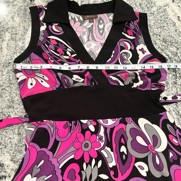 Jessica, size 10, short sleeve, floral, dress with belt, stretch, multicolour - Picture 6 of 9